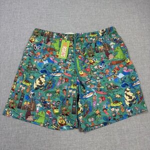 RSVLTS Nickelodeon Beach Mashup Limited Edition Swim Trunks Shorts Mens XL Green